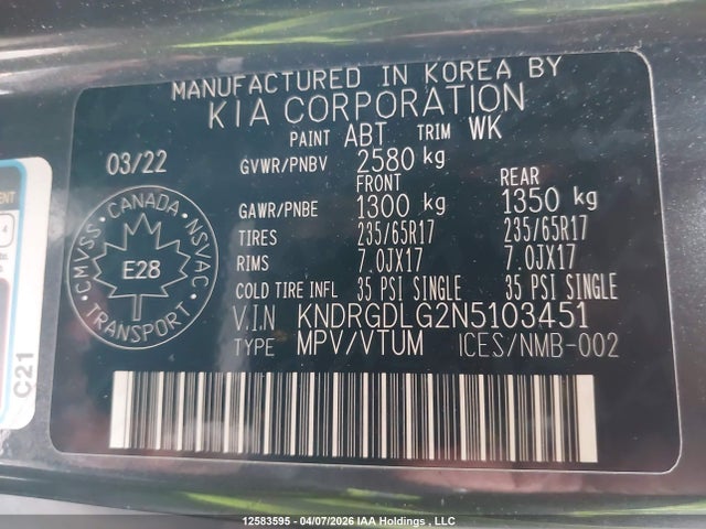 KNDRGDLG2N5103451 KIA Sorento Hybrid Lx