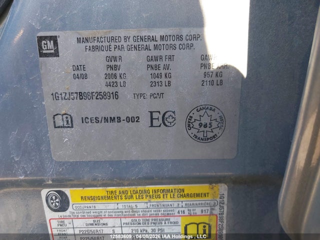 Продаж на аукціоні авто 2008 Chevrolet Malibu 2lt, vin: 1G1ZJ57B98F258916, номер лоту: 12583609
