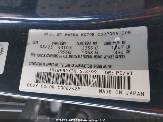 Aukcja sprzedaży 2024 Mazda 3 Gt, vin: JM1BPBDY3R1658399, numer aukcji: 12583621