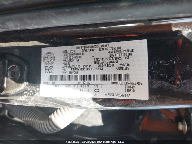 Продаж на аукціоні авто 2023 Ford F-150 Lariat, vin: 1FTFW1ED5PFB08213, номер лоту: 12583625
