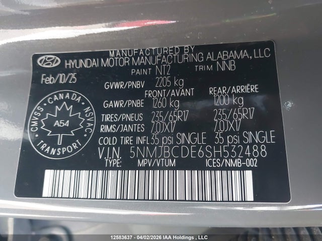 Продаж на аукціоні авто 2025 Hyundai Tucson Sel, vin: 5NMJBCDE6SH532488, номер лоту: 12583637