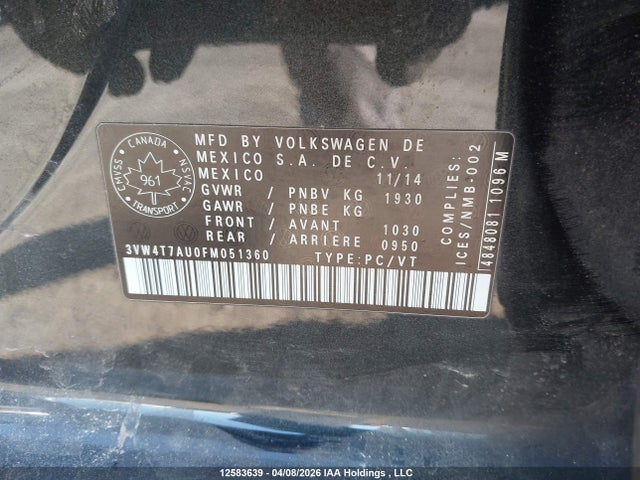 3VW4T7AU0FM051360 Volkswagen GTI