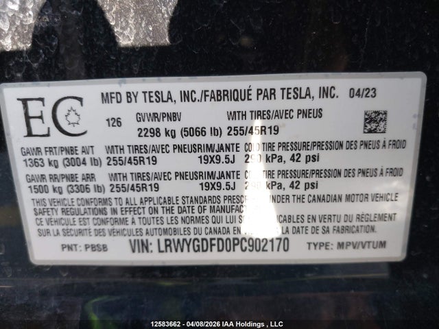 LRWYGDFD0PC902170 Tesla Model Y