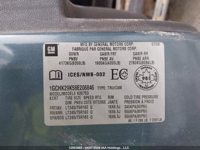 Aukcja sprzedaży 2008 Chevrolet Silverado K2500 Heavy Duty, vin: 1GCHK29K58E206846, numer aukcji: 12583665