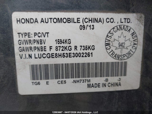 LUCGE8H53E3002261 Honda FIT LX