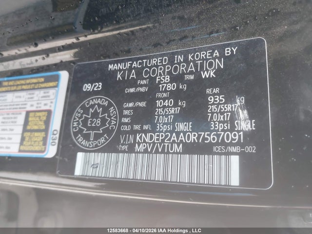 12583668 :رقم المزاد ، KNDEP2AA0R7567091 vin ، 2024 Kia Seltos مزاد بيع