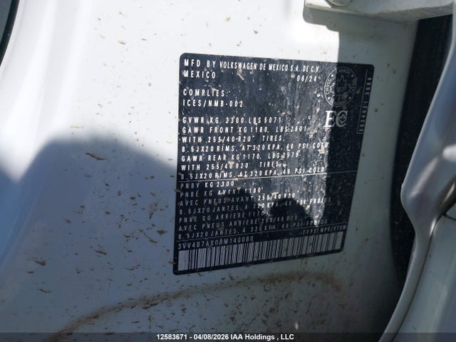 12583671 :رقم المزاد ، 3VV4B7AX0RM148080 vin ، 2024 Volkswagen Tiguan Sel R-line Black مزاد بيع