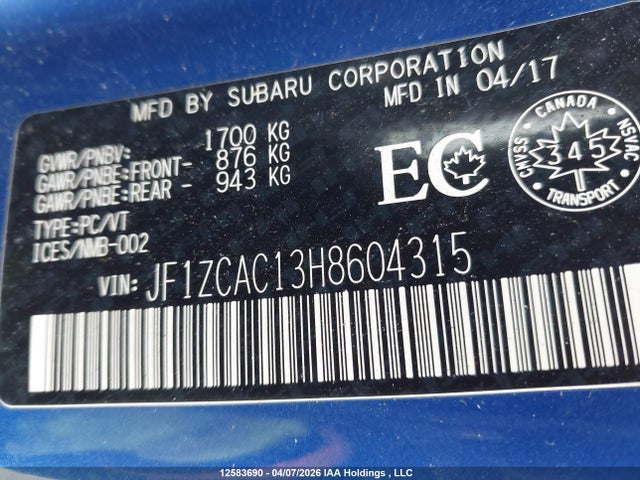 JF1ZCAC13H8604315 Subaru Brz Sport-tech