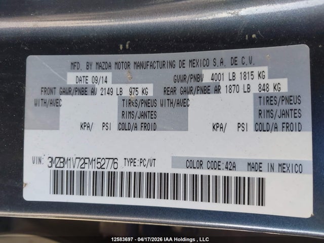 3MZBM1V72FM152776 Mazda MAZDA3
