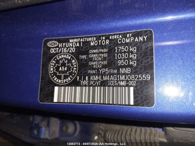 KMHLM4AG1MU082559 Hyundai Elantra Preferred Ivt