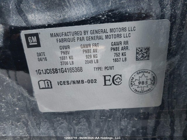 1G1JC6SB1G4165368 Chevrolet Sonic