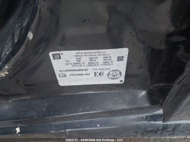 Продажа на аукционе авто 2014 Chevrolet Sonic Ls, vin: 1G1JA5EH4E4205181, номер лота: 12583727