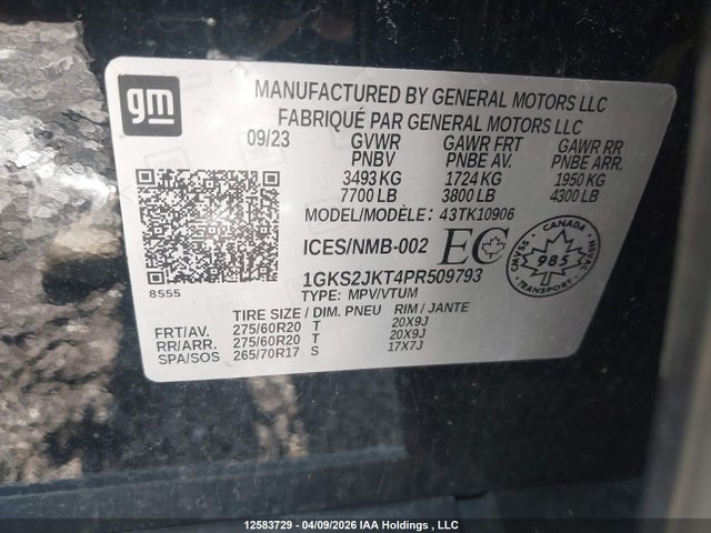 1GKS2JKT4PR509793 GMC Yukon Xl Denali Denali