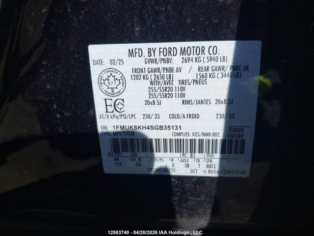 Продаж на аукціоні авто 2025 Ford Explorer, vin: 1FMUK8KH4SGB35131, номер лоту: 12583740