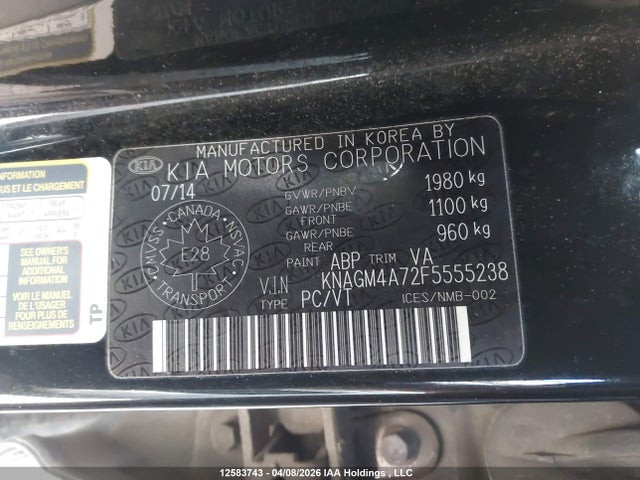 12583743 :رقم المزاد ، KNAGM4A72F5555238 vin ، 2015 Kia Optima Lx/lx Winter Edition مزاد بيع