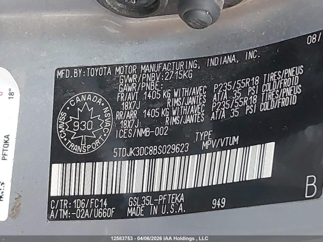 Продаж на аукціоні авто 2011 Toyota Sienna Le, vin: 5TDJK3DC8BS029623, номер лоту: 12583753