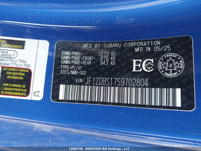 JF1ZDBS17S9702804 Subaru Brz Ts