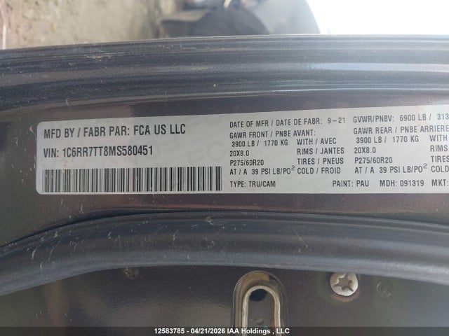 Aukcja sprzedaży 2021 Ram 1500 Classic Slt, vin: 1C6RR7TT8MS580451, numer aukcji: 12583785
