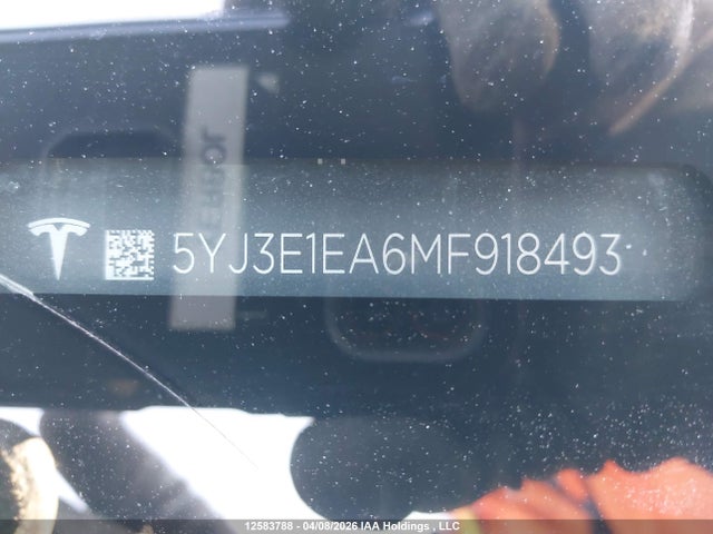 Aukcja sprzedaży 2021 Tesla Model 3 Standard Range/standard Range Plus, vin: 5YJ3E1EA6MF918493, numer aukcji: 12583788