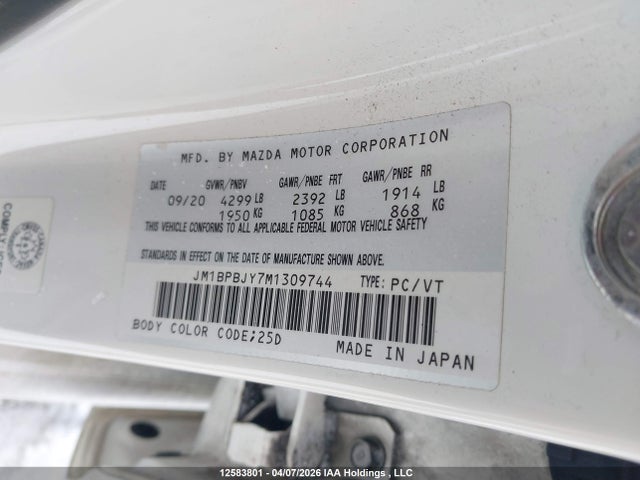 2021 Mazda Mazda3 100th Anniversary Edition მანქანა იყიდება აუქციონზე, vin: JM1BPBJY7M1309744, აუქციონის ნომერი: 12583801