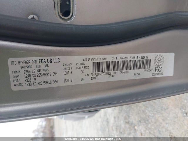 Продажа на аукционе авто 2015 Dodge Journey Sxt, vin: 3C4PDCCG3FT750856, номер лота: 12583807
