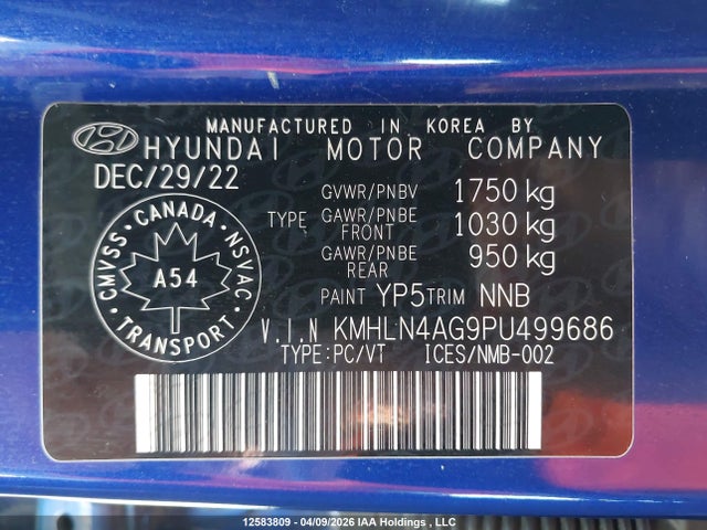 2023 Hyundai Elantra Luxury Ivt მანქანა იყიდება აუქციონზე, vin: KMHLN4AG9PU499686, აუქციონის ნომერი: 12583809