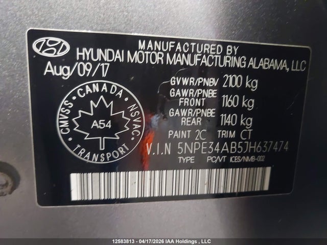 5NPE34AB5JH637474 Hyundai Sonata Sport/limited/sel
