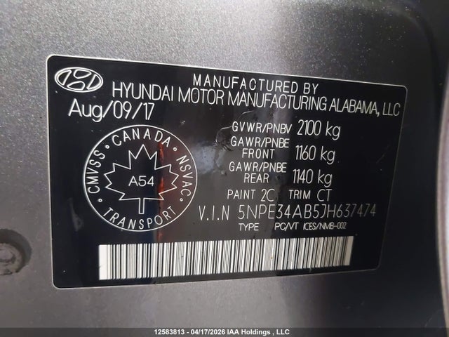 5NPE34AB5JH637474 Hyundai Sonata Sport/limited/sel