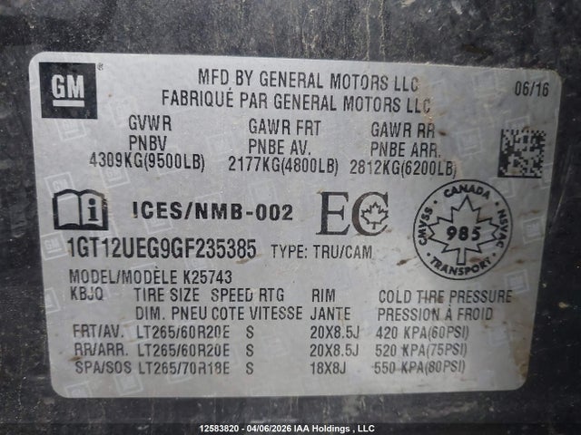 1GT12UEG9GF235385 GMC Sierra K2500 Denali