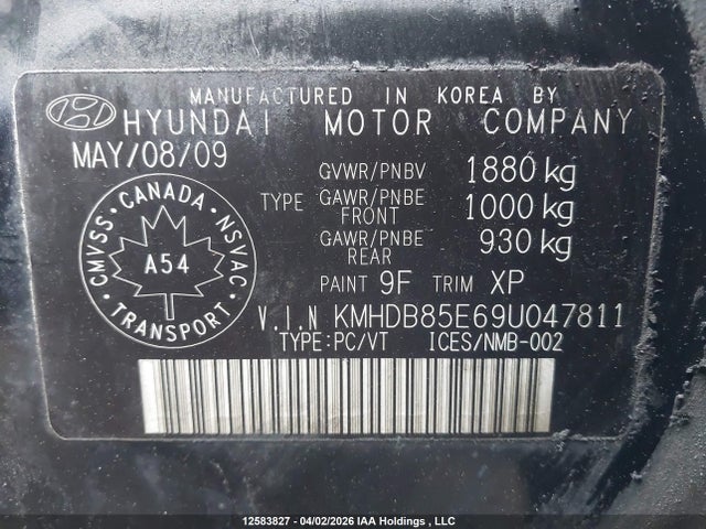 Продаж на аукціоні авто 2009 Hyundai Elantra Touring, vin: KMHDB85E69U047811, номер лоту: 12583827