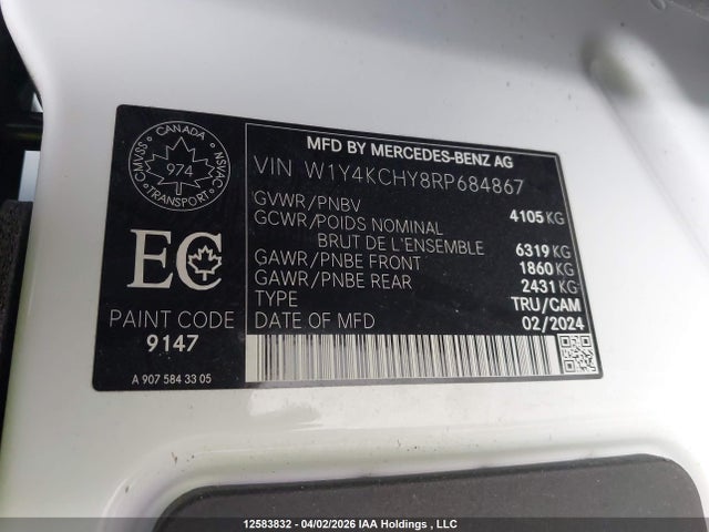 W1Y4KCHY8RP684867 Mercedes-Benz Sprinter 2500