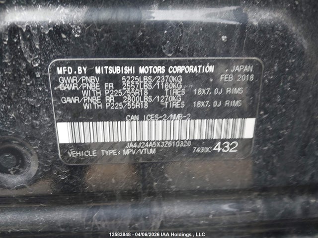 Aukcja sprzedaży 2018 Mitsubishi Outlander Phev, vin: JA4J24A5XJZ610320, numer aukcji: 12583848