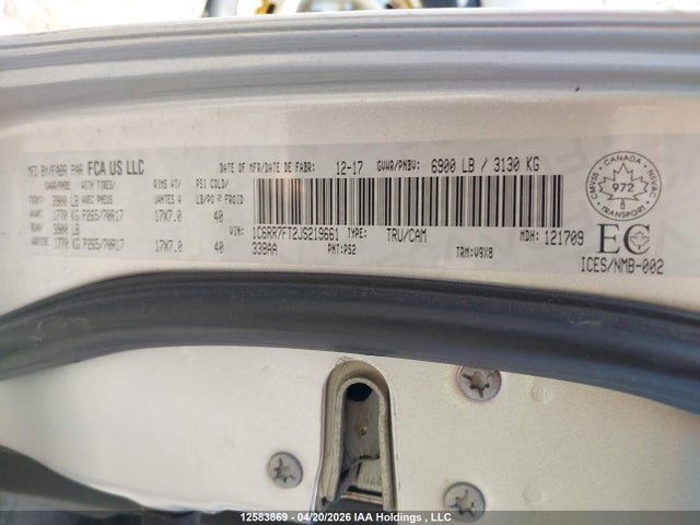 12583869 :رقم المزاد ، 1C6RR7FT2JS219661 vin ، 2018 Ram 1500 St مزاد بيع