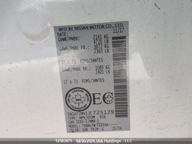 5N1AT2MV1JC725129 Nissan Rogue Sv/sl