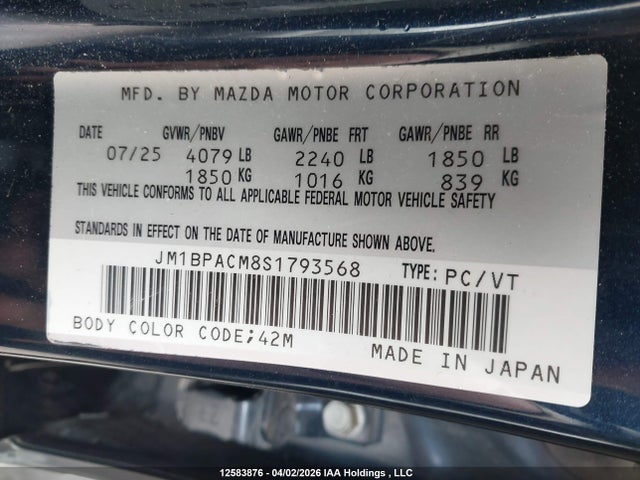 JM1BPACM8S1793568 Mazda 3 Preferred