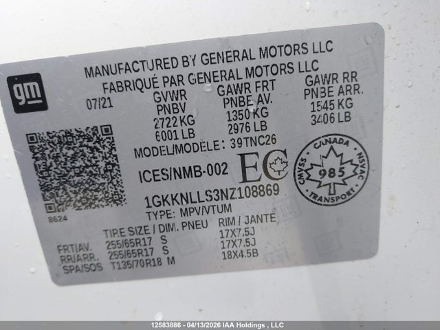 1GKKNLLS3NZ108869 GMC Acadia At4