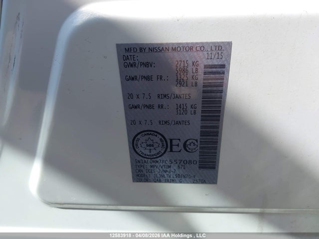 5N1AL0MM7FC557080 Infiniti QX60