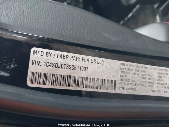 Продажа на аукционе авто 2025 Dodge Durango R/t, vin: 1C4SDJCT3SC511907, номер лота: 12583932