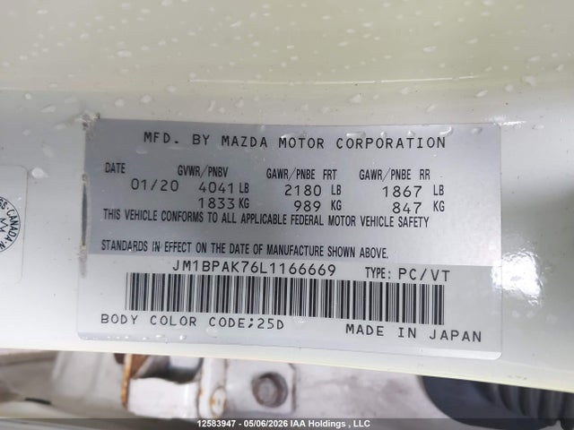 JM1BPAK76L1166669 Mazda Mazda3 Sport