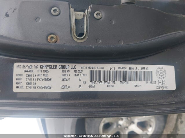 12583957 :رقم المزاد ، 1C6RR7JT0ES150398 vin ، 2014 Ram 1500 Laramie مزاد بيع