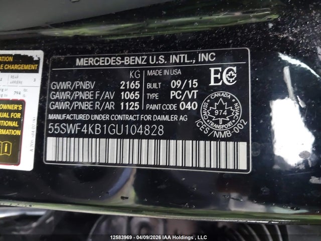 55SWF4KB1GU104828 Mercedes-Benz C 300 4matic
