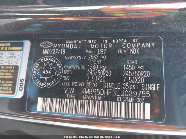 KM8R5DHE3LU039755 Hyundai Palisade Ultimate