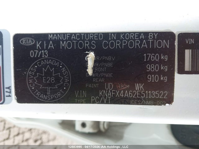 2014 Kia Forte მანქანა იყიდება აუქციონზე, vin: KNAFX4A62E5113522, აუქციონის ნომერი: 12583995