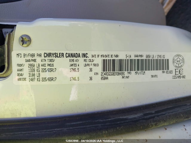 12583998 :رقم المزاد ، 2C4RDGDG8ER384991 vin ، 2014 Dodge Grand Caravan Crew مزاد بيع