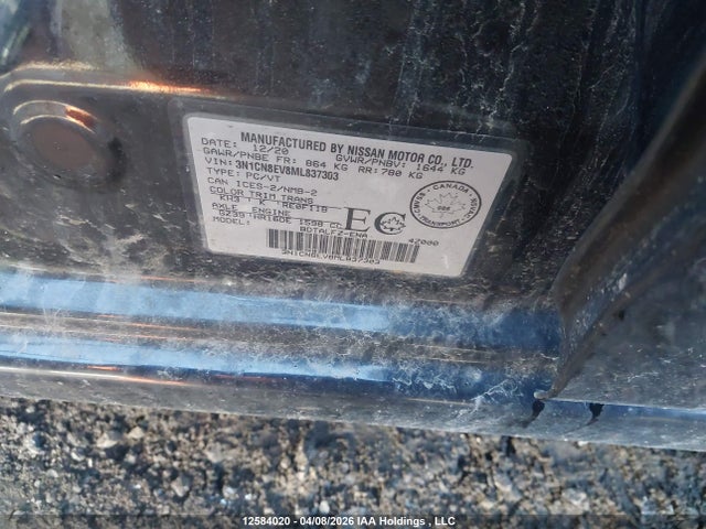 2021 Nissan Versa მანქანა იყიდება აუქციონზე, vin: 3N1CN8EV8ML837303, აუქციონის ნომერი: 12584020
