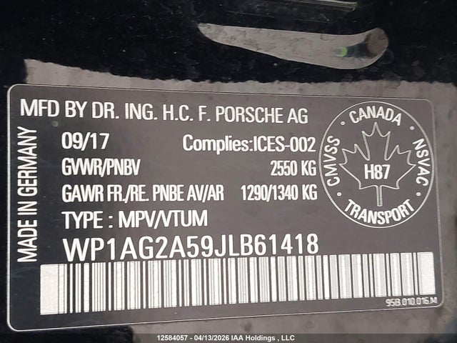 WP1AG2A59JLB61418 Porsche Macan Gts