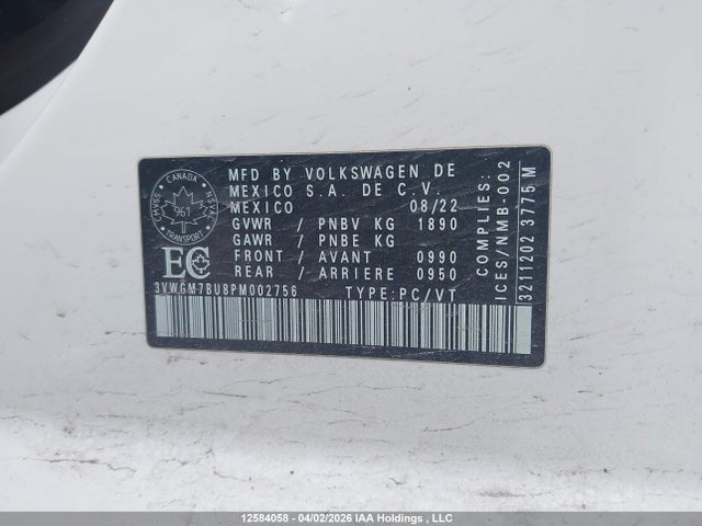 3VWGM7BU8PM002756 Volkswagen JETTA SEL