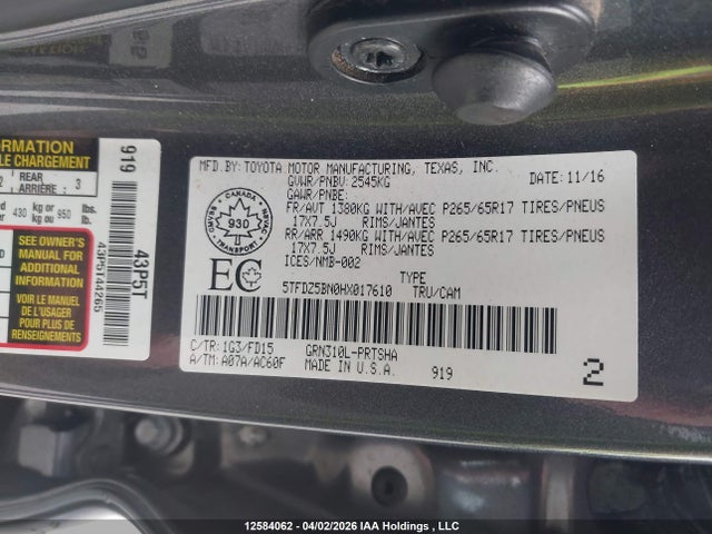 5TFDZ5BN0HX017610 Toyota Tacoma Trd Off Road/trd Sport