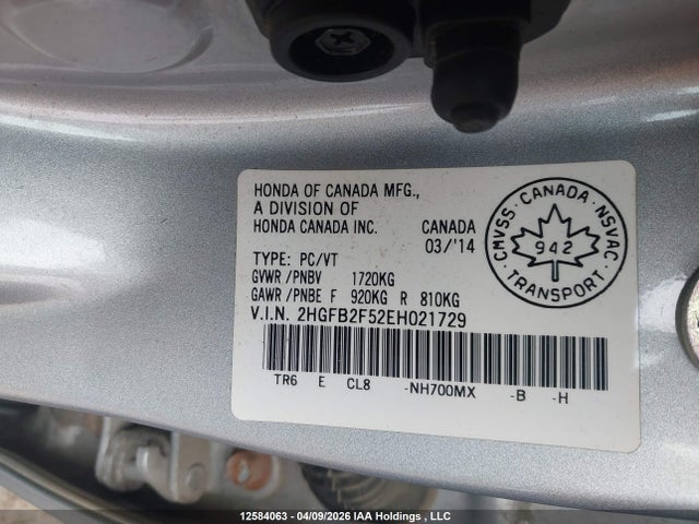 2HGFB2F52EH021729 Honda Civic Lx