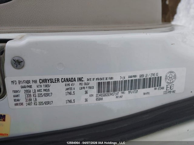12584064 :رقم المزاد ، 2C4RDGBG5ER457107 vin ، 2014 Dodge Grand Caravan Se/sxt مزاد بيع